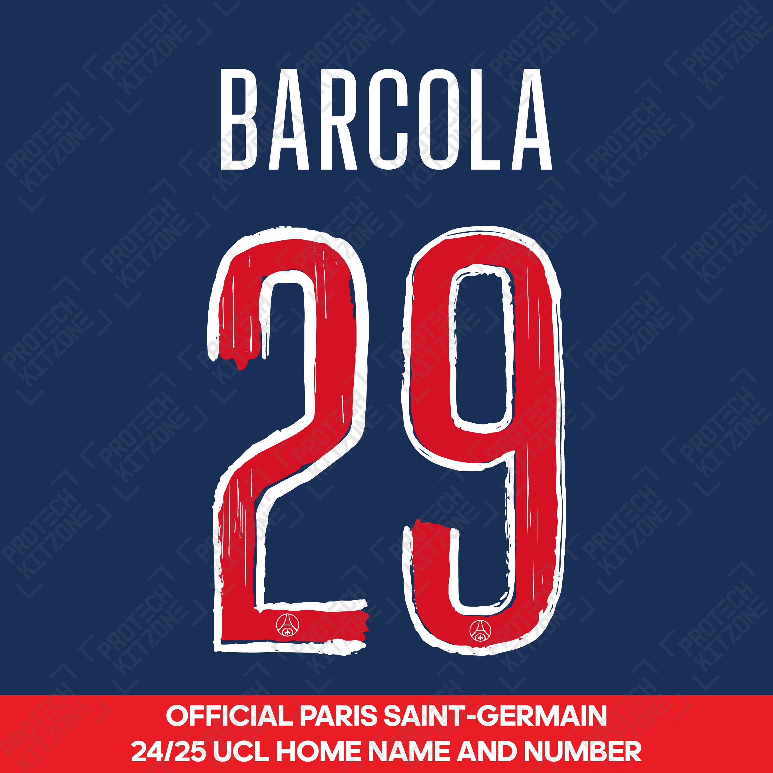 Barcola 29 - Official Paris Saint-Germain 2024/25 Home Name